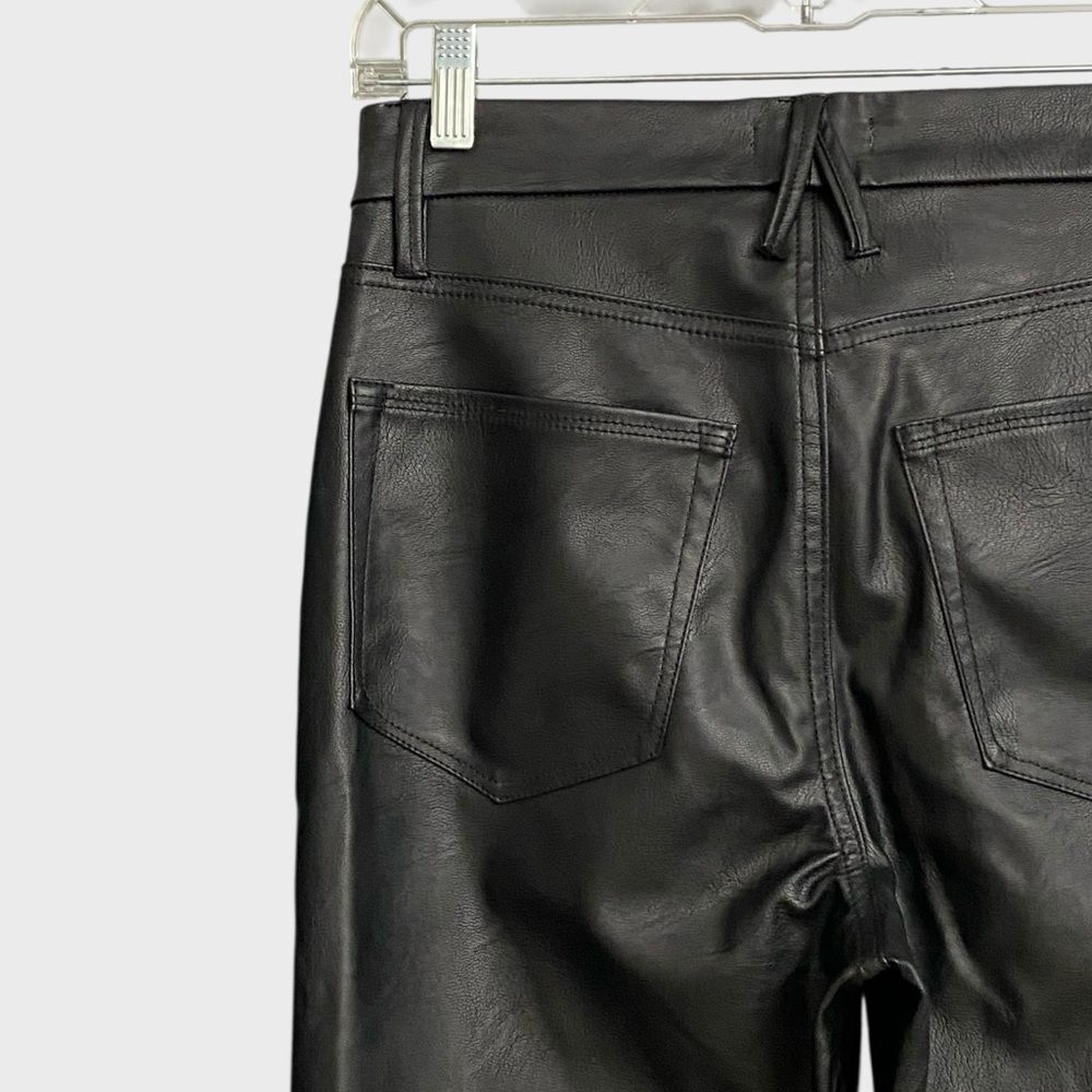 Good American Good Boy Faux Leather Pants Women's Size 6 Black Straight Leg - Picture 13 of 16